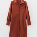 Clay Long Sleeve Button Down Corduroy Midi Length One Piece Dress - Foto 6