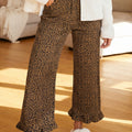Brown Leopard Print Ruffled Hem Shift Jeans - Damesmode Afbeelding 1 - Foto 1