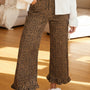 Bruin Luipaardprint Print Ruffled Hem Shift Jeans