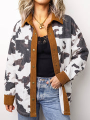 Chaqueta vaquera de manga larga y manga larga con estampado de vaca occidental multicolor - Miniatuur