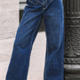 Voile bleu Couture Détail de taille Pantalon large à poignets