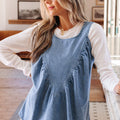 Myosotis Denim plissiertes Patchwork-Ärmelloses Oberteil - Foto 6