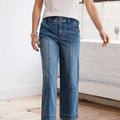 Sail Blue Exposed Stitching Straight Jeans - Foto 3