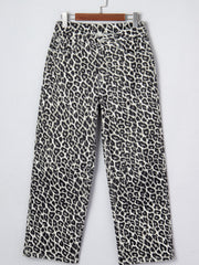 Schwarze Leopardenmuster-Barrel-Jeans – Damenmode Bild 7 - Miniatuur