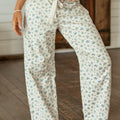 Beige Grommet Knot Waist Floral Barrel Leg Jeans - Damesmode Afbeelding 5 - Foto 5
