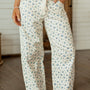 Beige Grommet Knot Waist Gebloemde Barrel Leg Jeans