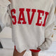 Grijs Saved By Grace Sticked Detail Letter Graphic High Neck Comfortabele Trui mit hohem Ausschnitt
