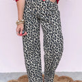 Black Leopard Print Barrel Jeans - Damesmode Afbeelding 3 - Foto 3