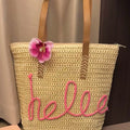 Khaki Hello Boho handgewebte Blumenakzent-Reise-Tasche - Foto 4