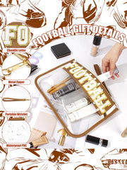 Bolsa de cosméticos transparente de PVC transparente para el estadio de béisbol y letra chenille Brown - Damesmode Afbeelding 2 - Miniatuur