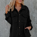 Gray Retro Quilted Flap Pocket Button Shacket - Foto 6