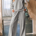 Light Grey Solid Zip Sailor Collar Pullover Athleisure Sweatpants 2pcs Set - Foto 1