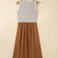 Chestnut Striped Colorblock Patchwork Sleeveless Casual Long Dress - Foto 4