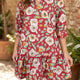 Rood Bloemenprint Half Sleeve Short Shift Jurk
