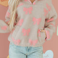Szara Sherpa Quarter Zip Drop Bluza Bagy Shoulders - Foto 6