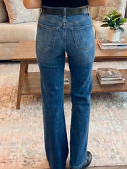 Himmelblaue Schnitt-Naht-Detail Damen-Shift-Jeans - Miniatuur