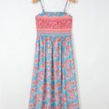 Sky Blue Bohemian Ethnic Print Spaghetti Straps Vacation Maxi Dress - Foto 5