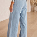 Beau Blue Solid Full-Length Regular Pocket Detail Wholesale Denim Jeans - Damesmode Afbeelding 2 - Foto 2