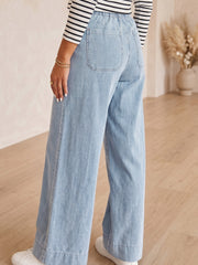Beau Blue Solid Full-Length Regular Pocket Detail Wholesale Denim Jeans – Damesmode Afbeelding 2 - Miniatuur