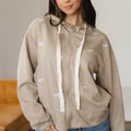 Goat Contrast Bow bestickte Reißverschlussjacke Hoodie - Foto 1