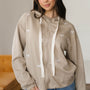 Goat Contrast Bow bestickte Zip-Up Jackett Hoodie