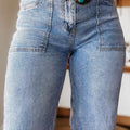 Beau Blue Turn-up Cuffs Womens Loose Jeans - Damesmode Afbeelding 5 - Foto 5