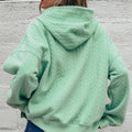 Moonlight Jade Cable Textured Baggy Solid Hoodie - Foto 2