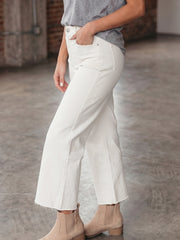 White Raw Hem Ankle-length Loose Jeans - Miniatuur