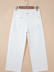 White Raw Hem Ankle-length Loose Jeans - Miniatuur