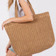 Camel Einfarbige Stroh-Webung Sommerstrand-Tote-Tasche