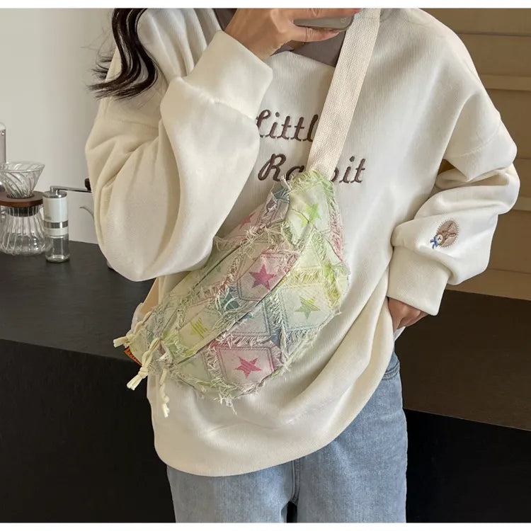 Raw Edge Tie-Dye Crossbody Bag - Luxe Damesmode & Kleding Collectie | Redblad Nederland