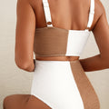 Pink-Corded Colorblock Bikini-Bikini-Badeanzug mit quadratem Ausschnitt - Foto 5