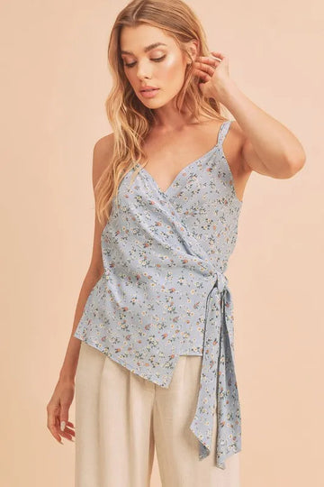 Aemi + Co Ditsy Floral Surplice Adjustable Straps Cami - Detail