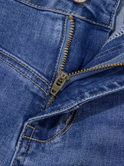 Vaqueros Beau Blue Tailored Center Seam Detail de Tiro Alto Rectos y Sueltos - Damesmode Afbeelding 6 - Miniatuur