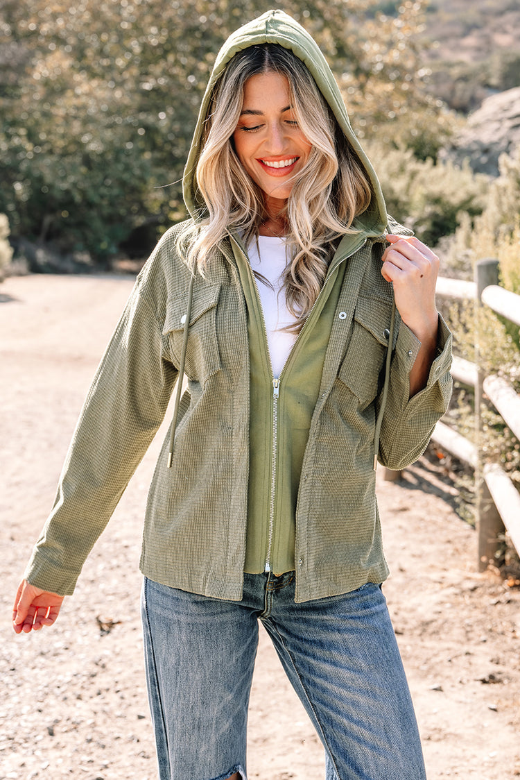 Laurel Green 2-in-1 Thermo-Strickjacke mit Textur-Struktur Kapuzenjacke - Damesmode