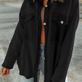 Black Contrast Flap Pockets Relaxed Shacket - Damesmode Afbeelding 3 - Foto 3