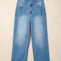 Mist Blue Distressed Detail Tummy Control Raw Hem Jeans - Foto 5