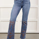 Jean Ashleigh Blauw Brodé à jambes évasées