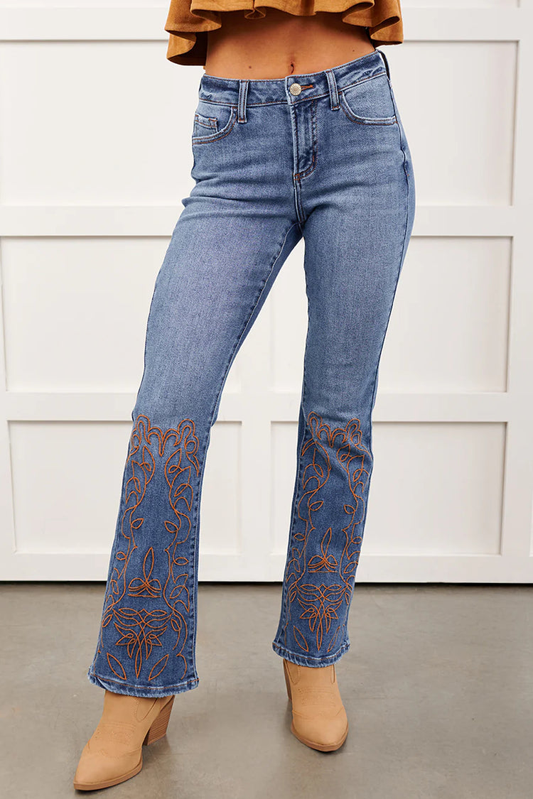 Ashleigh Blue Embroidered Flare Leg Jeans - Damesmode Afbeelding 1 - Damesmode