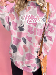 Flerfarvet camouflagemønstret Howdy Western Style Baggy Sweatshirt - Miniatuur