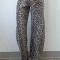 Black Leopard Print High Waist Barrel Jeans - Damesmode Afbeelding 4 - Foto 4