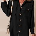 Light Pink Corduroy Flap Pocket Button Up Shacket - Foto 4