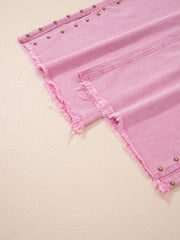 Détail latéral perlé rose Jeans amples fendus - Miniatuur