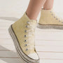 Beast Fashion Glitter Lace-Up Studded Platform Sneakers