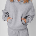 Gray Solid Exposed Seams Hoodie and Joggers Activewear Set - Foto 5