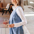 Myosotis Denim plissiertes Patchwork-Ärmelloses Oberteil - Foto 5