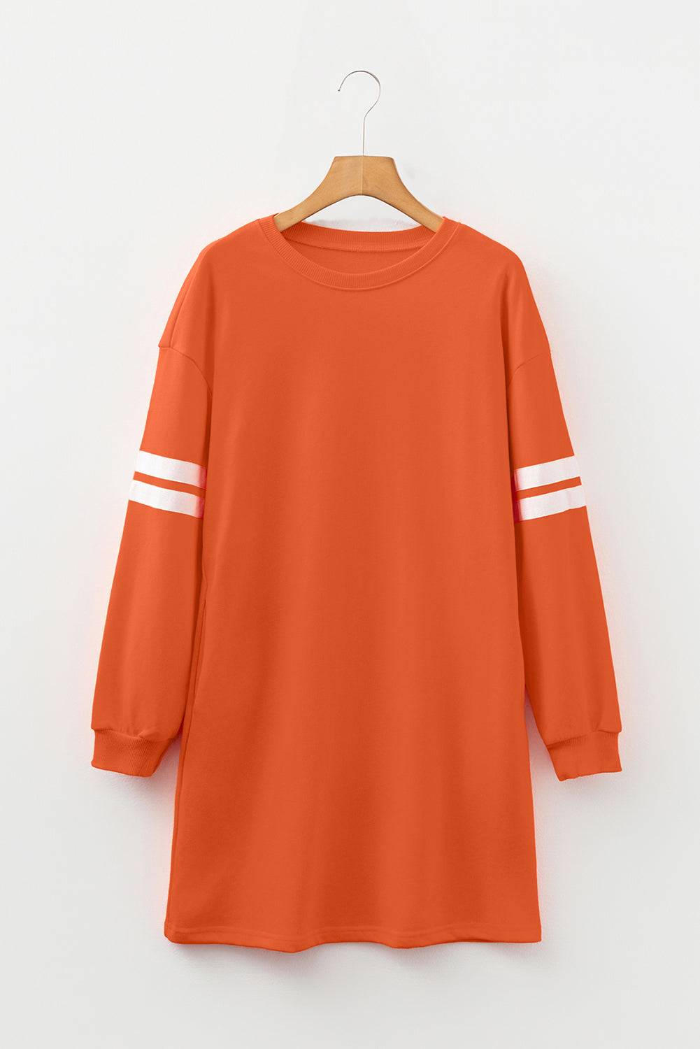 Black Varsity Contrast Banded Sleeve Shift Sweatshirt Dress - Damesmode Afbeelding 6