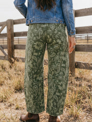 Pantalon en denim Harem imprimé paisley vert - Miniatuur