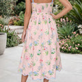 Vestido midi de tiro alto con tirantes de cinturón rosa con estampado floral contraste - Foto 2