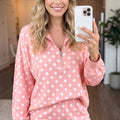 Rosa Polka Dot Hooded-Langarm-Top Casual Mini-Skort-Set - Foto 3